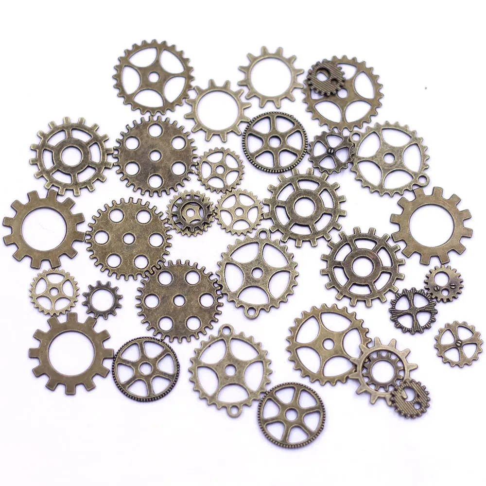 

20Pcs Connectors Pendants Mechanical Gearwheel Steampunk Cogs Gears Charms 12-28mm 2 Colors Jewelry DIY Accessories