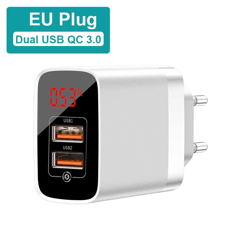 Dual QC 3.0 EU Baseus 18 Вт type C USB зарядное устройство для iPhone 11 Pro Max Quick Charge 3,0 PD3.0 быстрое зарядное устройство для телефона с FCP AFC для huawei samsung - Тип штекера: Dual QC 3.0 EU