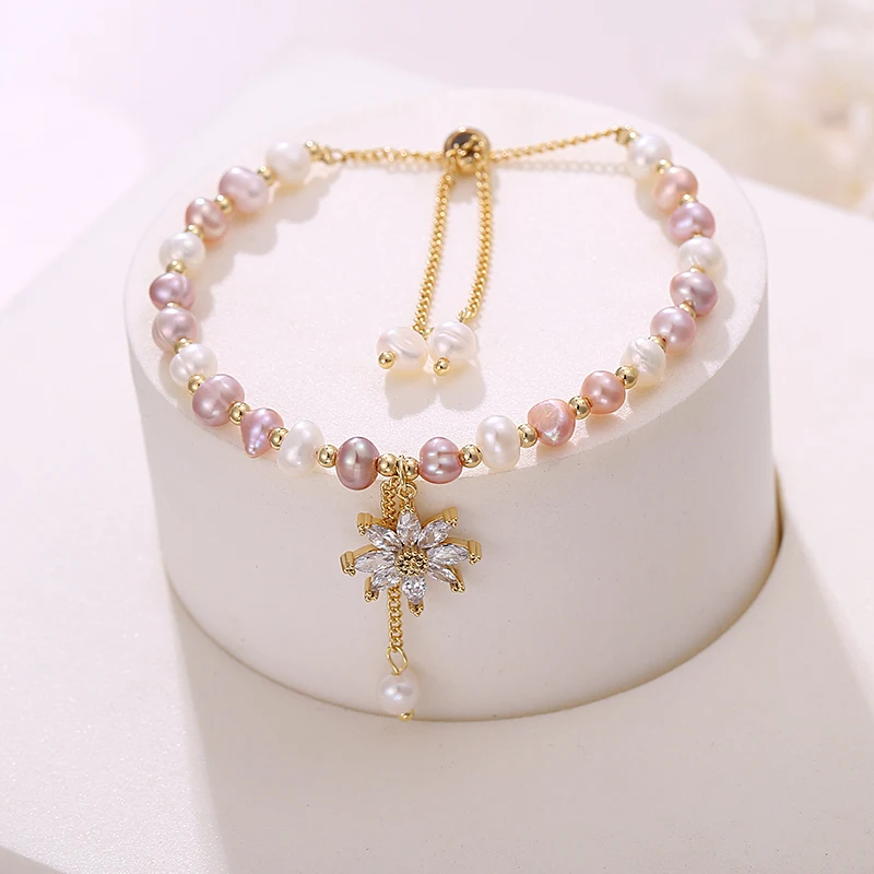 

Bracelet on the hand Anklets For Women Jewelry Ankle Freshwater Color Pearl Bracelets 14K Gold Plating Chain Bracelet