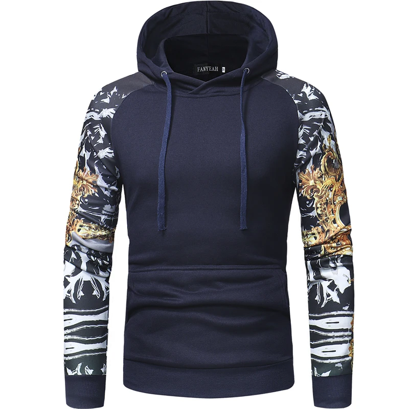 color 2 Laamei Для мужчин Толстовка с цветочным принтом уличная мужские худи Sudadera пуловер свитшоты в стиле пэчворк homme - Цвет: color 2