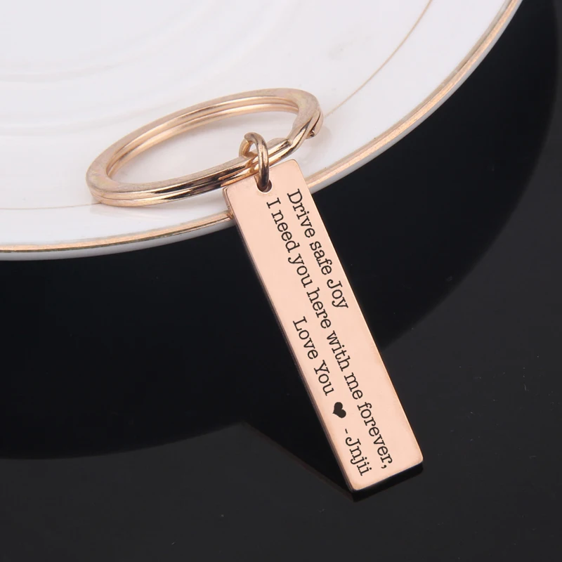 Rose Gold Брелок на заказ, 2 имени, брелок с гравировкой, безопасный диск, любовь к вам для пар, мужей, подарки на день Святого Валентина, автомобильный брелок, ювелирное изделие - Цвет: Rose Gold