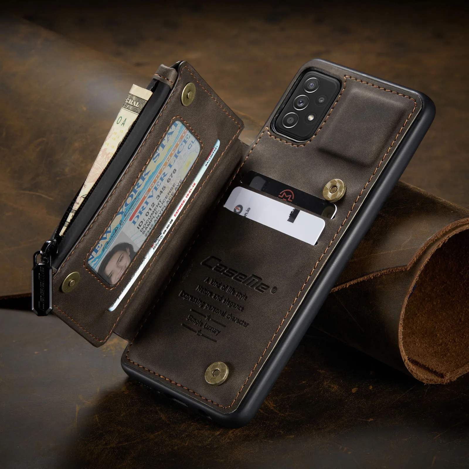 Fashion Zipper Purse case for Galaxy S10E S10 Plus S9 Plus S8 Note 9 Note 10 20 Leather Wallet Cover Anti-knock luxury Cases
