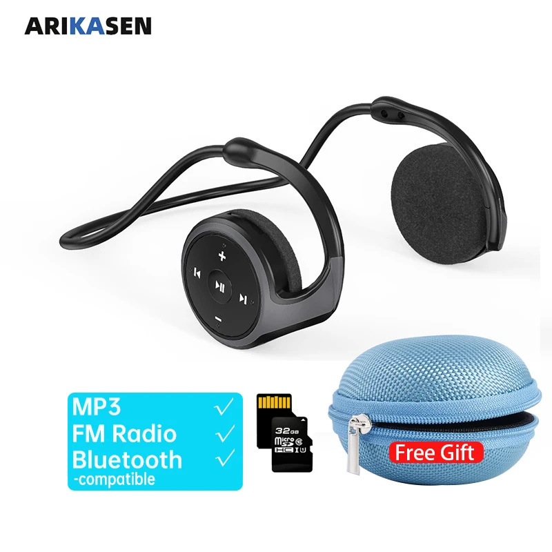 Спортивные Беспроводные наушники RYWER с MP3-плеером FM-радио микрофоном