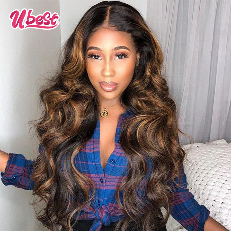 Ubest 13X6 Body Wave Lace Front Human Hair Wigs Highlight 4 30 Straight Lace Frontal Wig 30Inch Brazilian Hair Wigs for Women