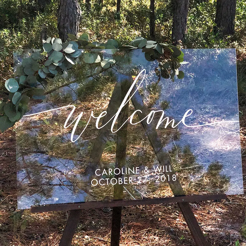 Оргстекл Свадьба приветственная доска персонализированное имя и Дата панель