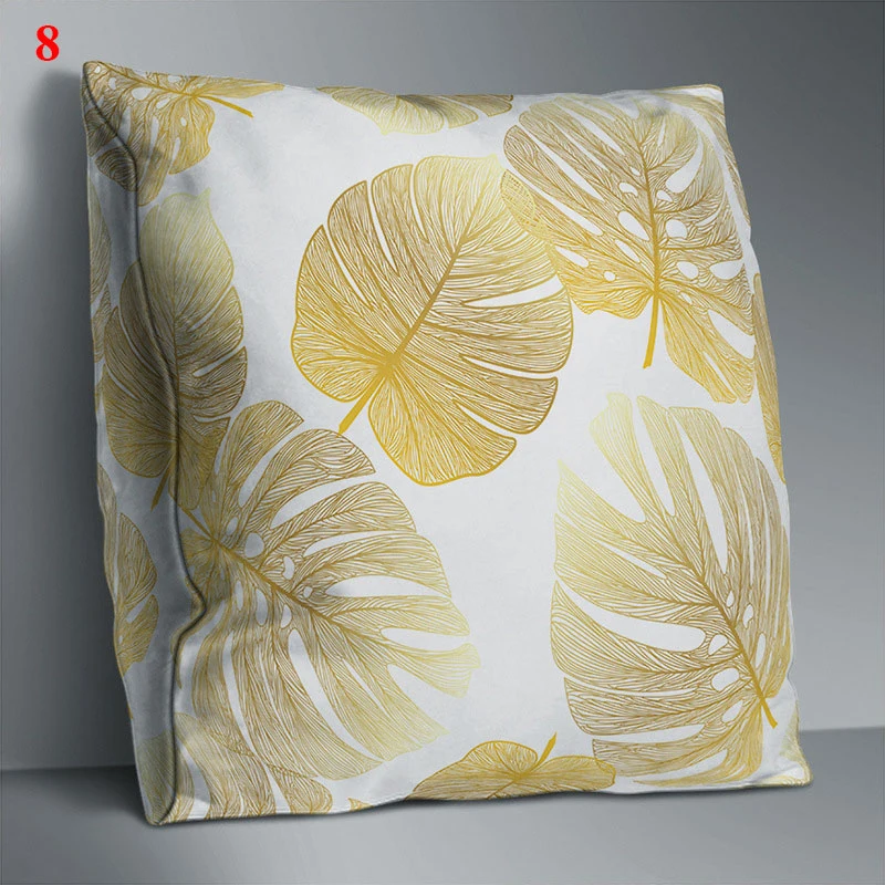 Изысканный чехол для подушки с золотыми листьями наволочки двусторонним принтом