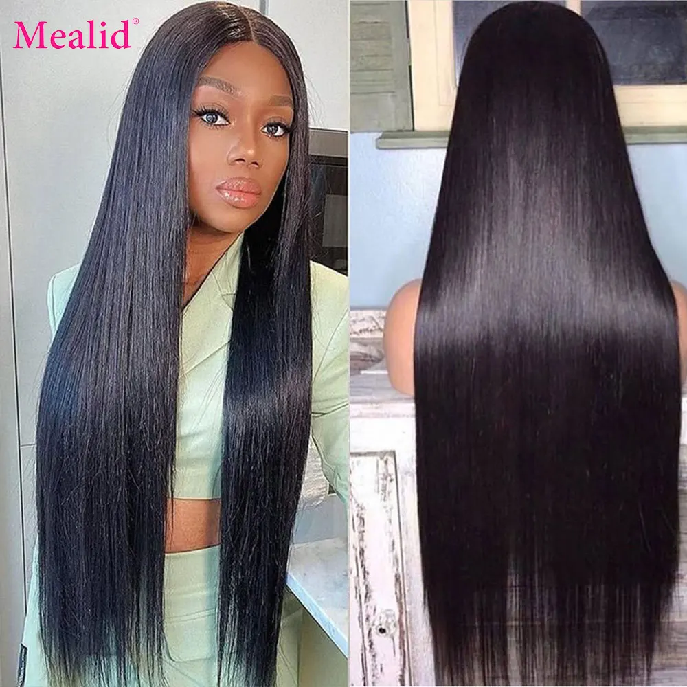 

Mealid Hair Bone Straight Human Hair Wigs 4x4 Closure Wig with Baby Hair Brazilian Pre-Plucked 13x4 Lace Front Human Hair Wigs