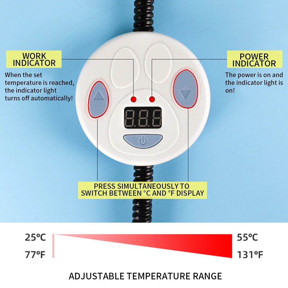 Водонепроницаемая ПЭТ грелка 7 уровень Регулируемая температура электрический с