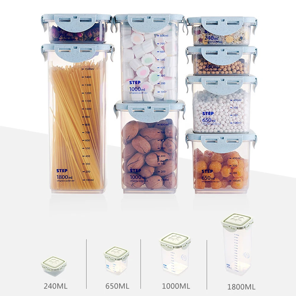 1 шт. контейнер для хранения еды Градуированный хлопьев ластический герметичный