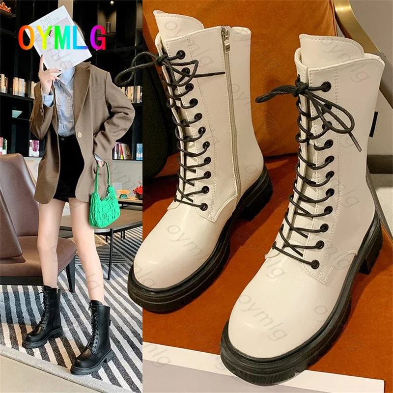 

Женские ботинки Martin в британском стиле, Новинка осени 2021, одноботинки, натуральные тонкие ботинки на толстом каблуке, со шнуровкой, обувь дл...