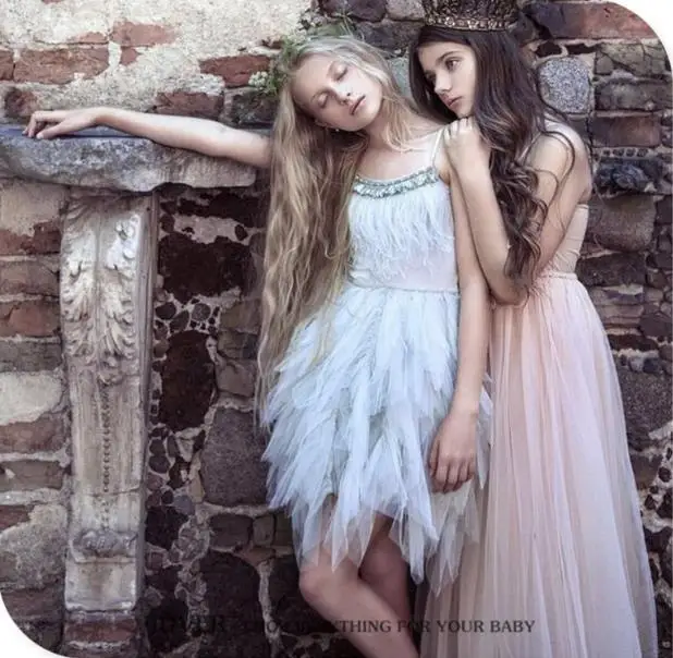 Модное детское платье с перьями и кисточками для девочек от 2 до 10 лет принцессы