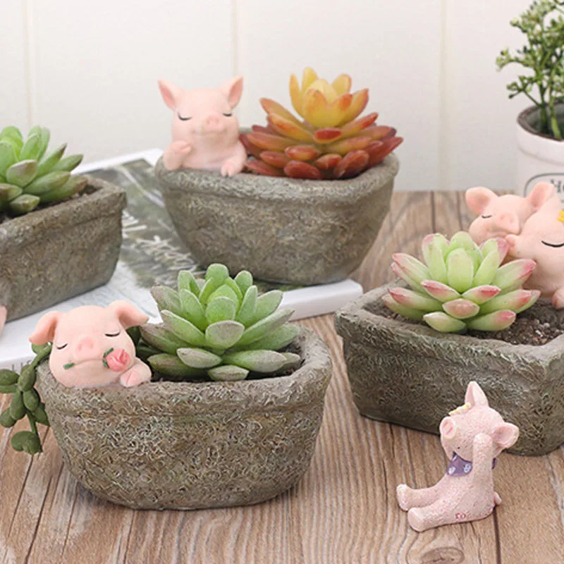 

Creative Imitation Stone Garden Succulents Cactus Flower Pot Home Decoration Micro Landscape Gardening Potted Ornaments Plant