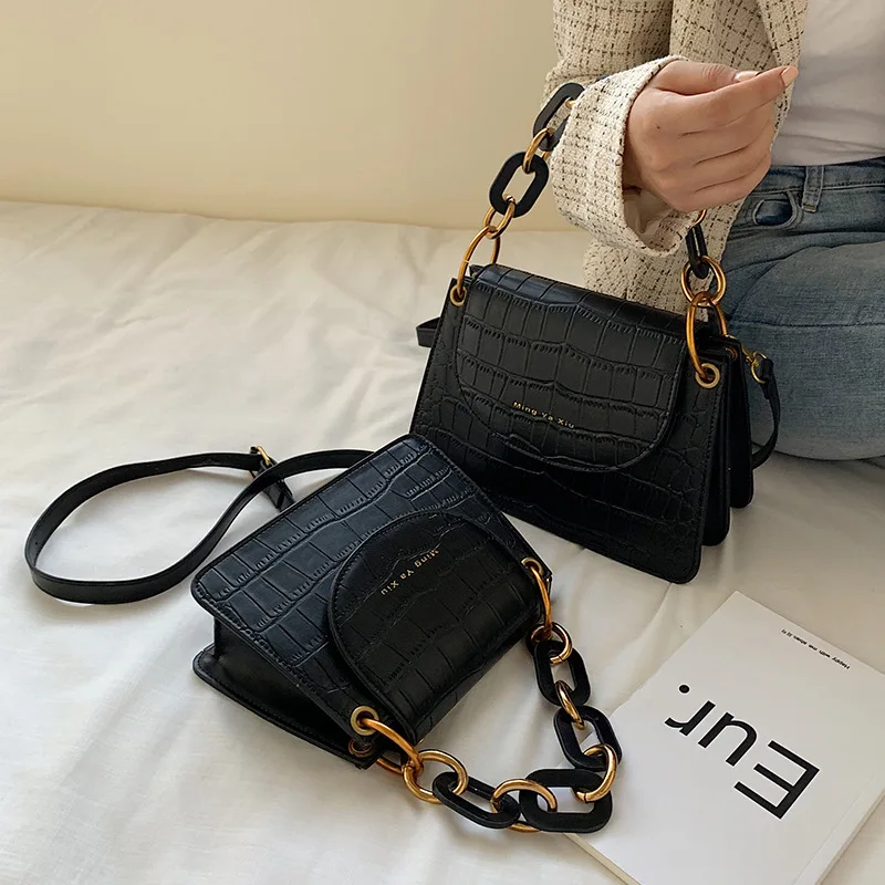 

Cross Border France Non-mainstream Textured Bags Female 2020 New Style Fashion Crocodile Pattern Versatile Shoulder Square Sling