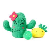 3 in 1 dog squeaky toys pet interactive cactus chew toy with ball easy to clean doggie antiboredom educational supplies