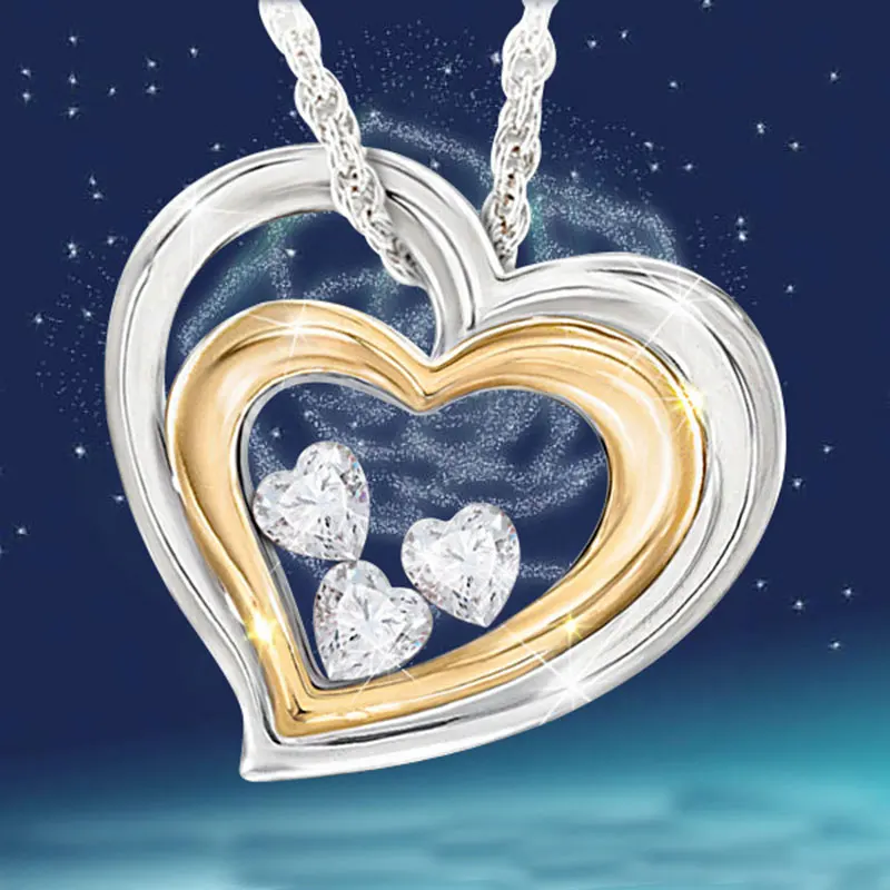 Массивное ожерелье в форме сердца для женщин элегантное Австралийское с двойным