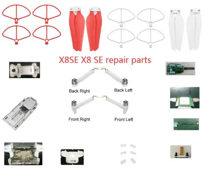 

Запасные части для радиоуправляемого квадрокоптера X8SE X8 SE, пропеллеры, лопасть, защита мотора, Комплект ручек ESC GPS, компас, корпус, карданный...