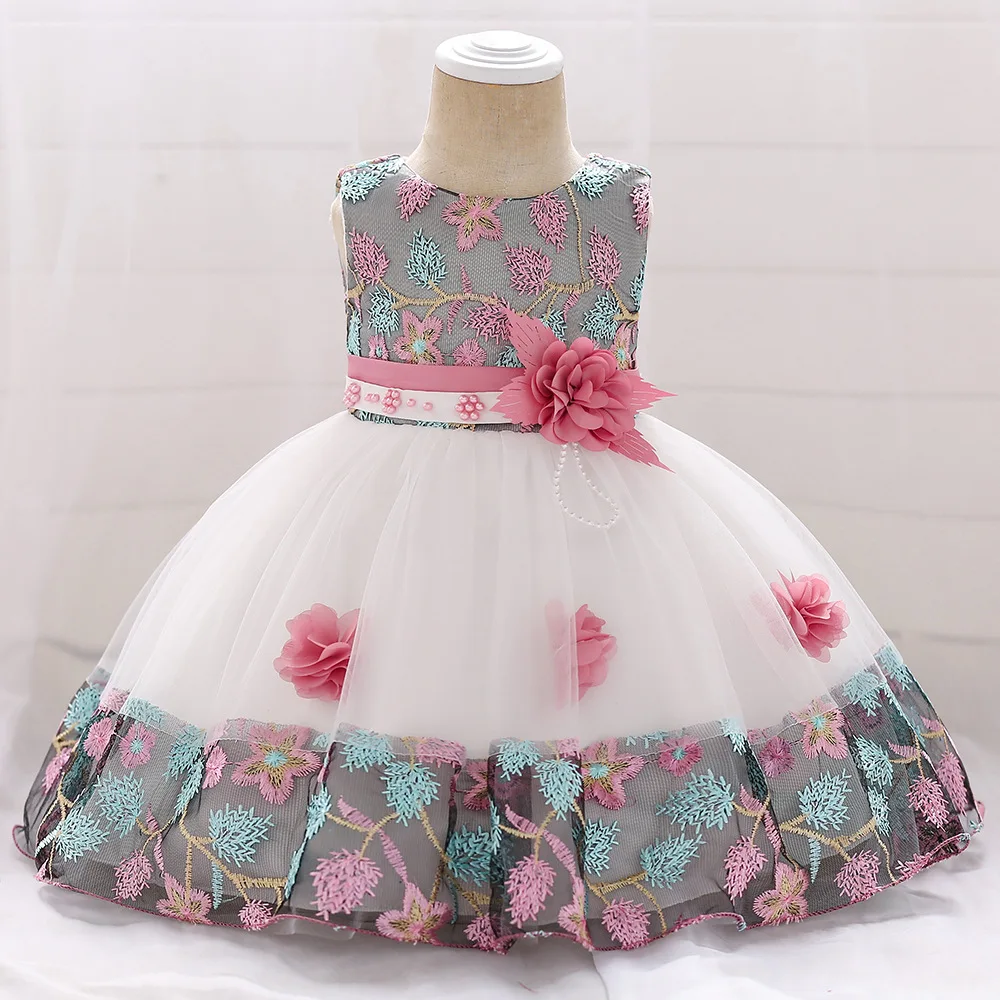 New girl dress baby 1-3 year old three-dimensional flower beading birthday feast skirt | Свадьбы и торжества