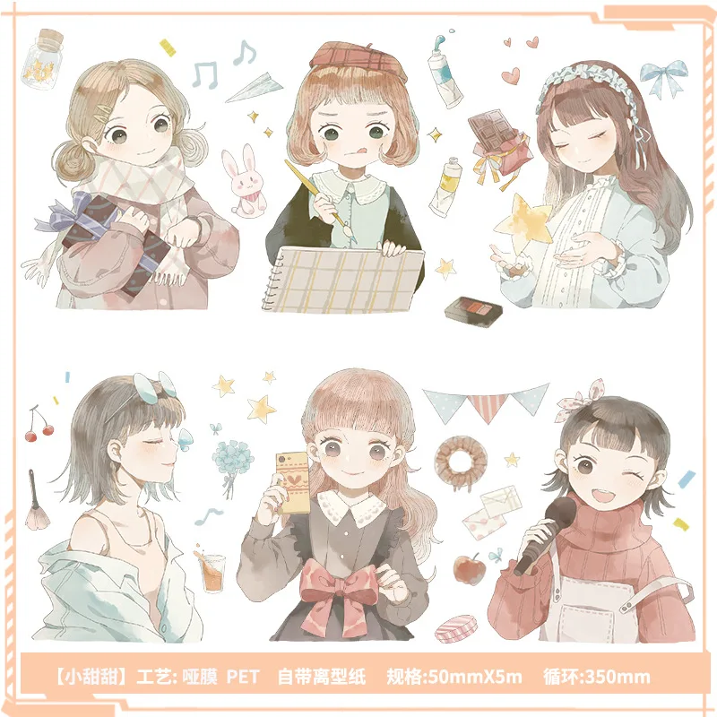 

PET Hand Account Tape Special Oil Character Girl Landscape Sticker In September