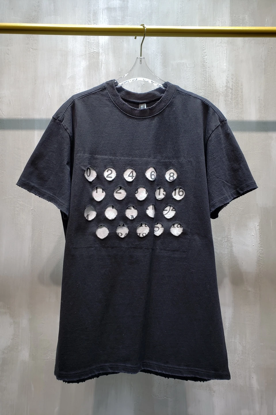 

Custom Typewriter Hole Hollow Trend Spring Slim-Fitting Lettered Black Underwear Short-Sleeved T-shirt