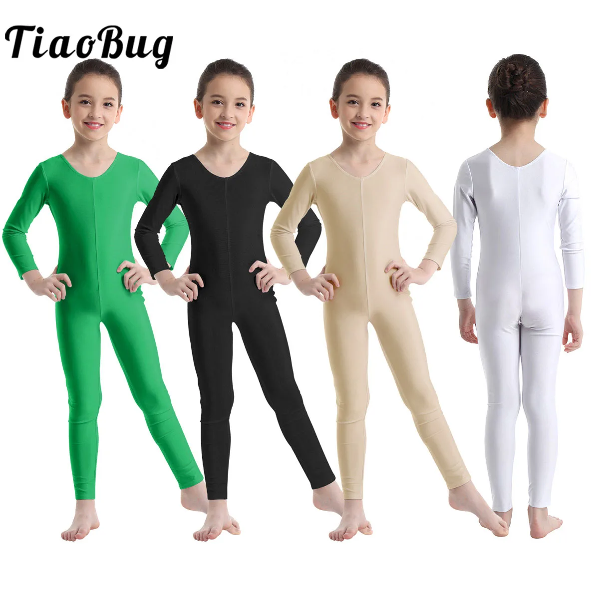 TiaoBug-leotardo de gimnasia de manga larga para niños y niñas, Body de baile deportivo, leotardo de Ballet, traje de baile de escenario