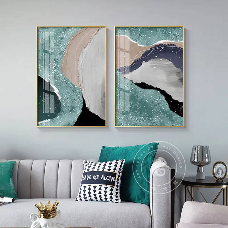 Abstract Poster Wall Pictures for Living Room Color Construction Fantastic Twinkle Blue River Art Canvas Paintings Unframed | Дом и сад