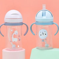 400ml children baby sippy cup gravity ball drinking learning straw water bottle cartoon anti choked handle feeding water cup