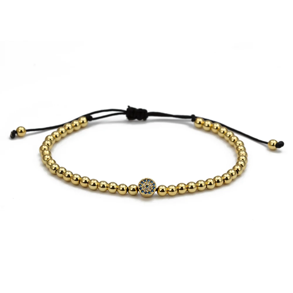 gold Lucky Eye Micro Pave сглаза плетеный браслет-талисман Веревка Цепь розовое золото серебро цветный бусины браслет подарки для женщин мужчин EY6728 - Окраска металла: gold