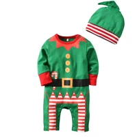 2pcsset christmas clothes baby rompers kids newborn baby long sleeved children infant clothing set tophat santa claus costume
