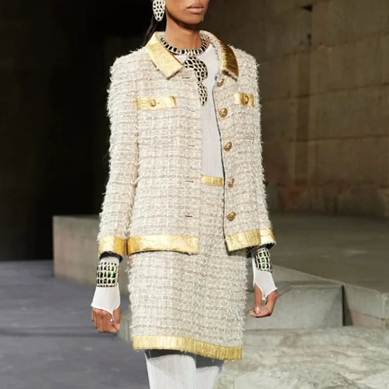 Подиум женский твидовый комплект Женский 2 шт. юбка Топ 2019 осень элегантный OL