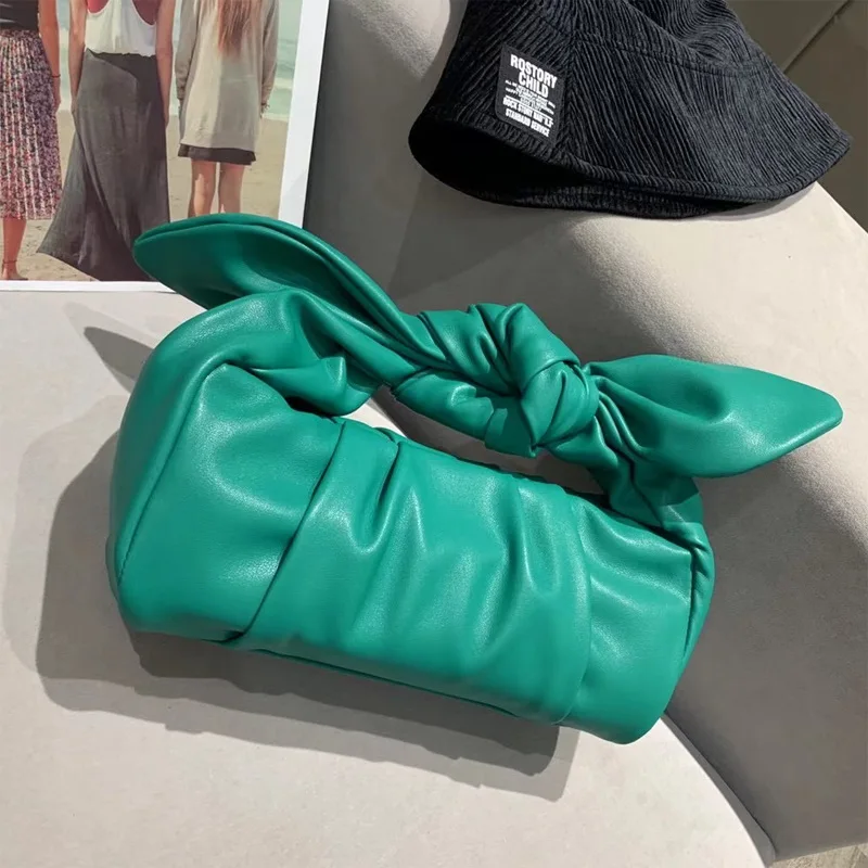 

Bowknot Pleated Shoulder Bag 2021 Mini Brands Clip Sac Baguette Underarm Bag Designer Handbag Luxury Sac De Luxe Femme