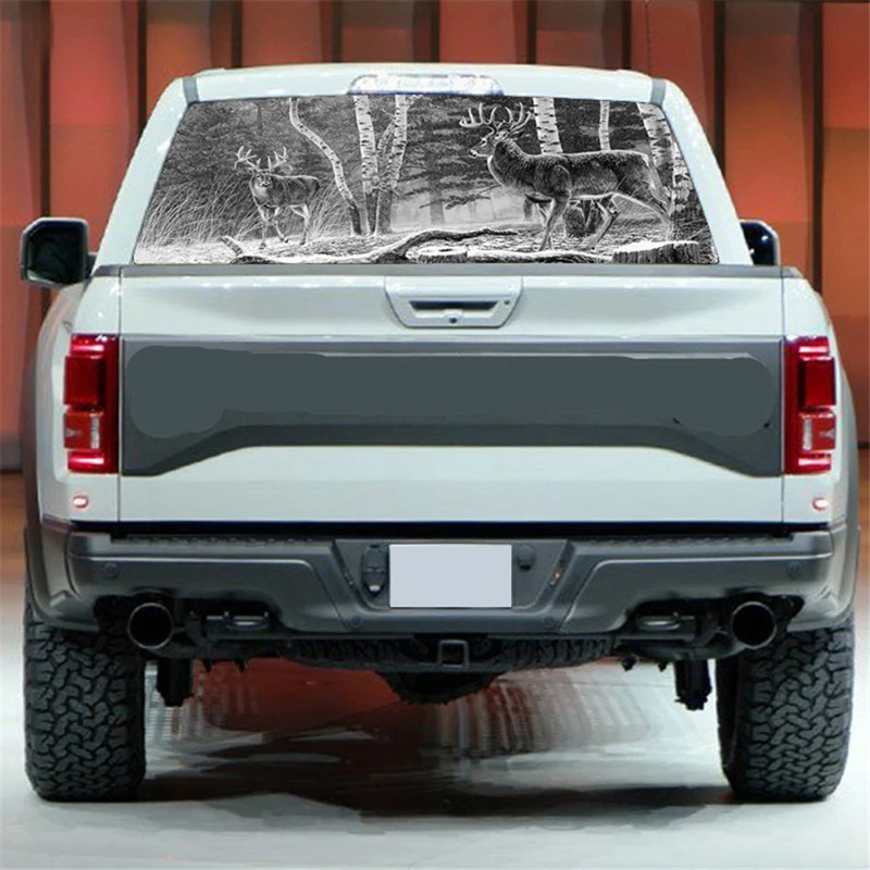 

Elk Pattern for Truck Jeep Suv Pickup 3D Rear Windshield Decal Sticker Decor Rear Window Glass Poster 53.1 x 14.2 Inch
