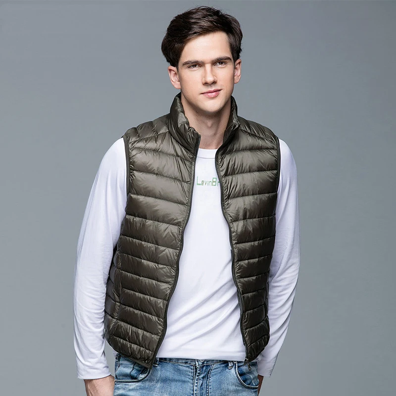 

2020 New Men's Winter Coat 90% White Duck Down Vest Portable Ultra Light Sleeveless Jacket Portable Waistcoat for Men