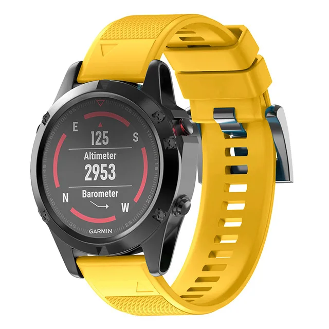 Силиконовый ремешок для часов с быстроразъемным ремешком 26 мм для Garmin Fenix 3 3HR 5X 5X plus D2 6X 6X Pro Watch Easyfit Watch Wrist Band - Цвет: Цвет: желтый