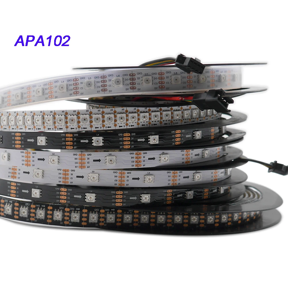 DC5V,APA102 strip,1m/3m/5m 30/60/72/96/144 leds/pixels/m APA102 Smart led pixel strip ,DATA and CLOCK seperately IP30/IP65/IP67