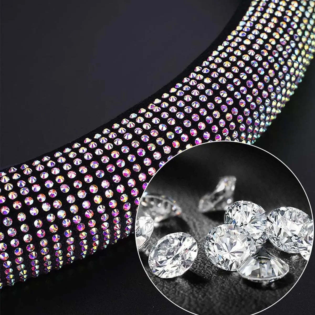 Universal Sparkle Bling Rhinestone Steering Wheel Cover Center Console Cushion Headrest Pillows Car Interior Protection Case Set |
