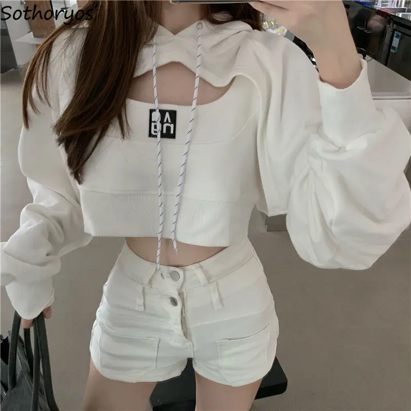 Женские толстовки с имитацией двух предметов Модные свободные шикарные свитшоты