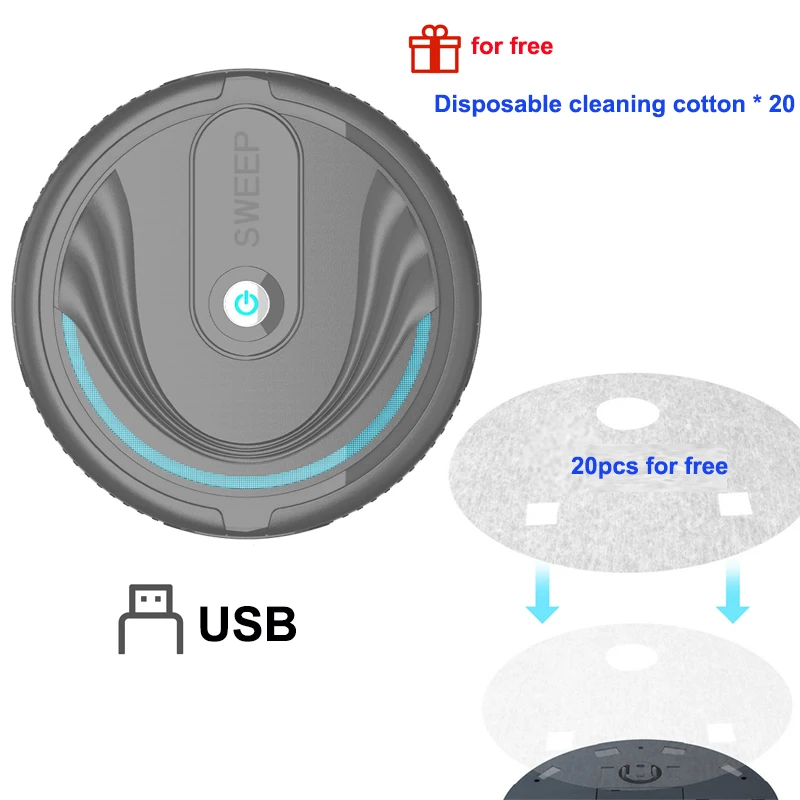 USB-black Универсальный автоматический интеллектуальный робот-пылесос с USB для уборки полов - Цвет: USB-black