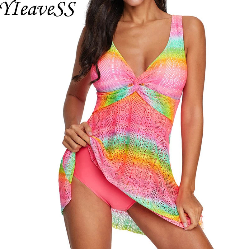 Женский купальник танкини черный с лямкой на шее купальный костюм большого