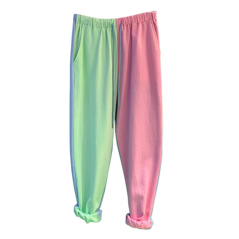 Sweatpants Women Streetwear Joggers Patchwork Colored Pants High Waist Pants 2022 Casual Trousers Female