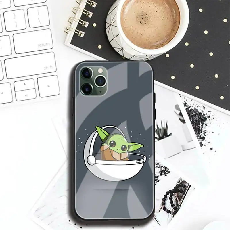 

Cute Lovely Baby Yodae-compatible Phone Case Tempered Glass For Iphone6plus 6S 7 7plus 8 X XS XSmax XR 11 12 Pro Max 12mini