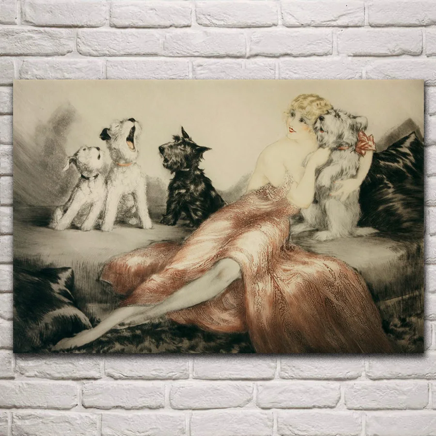 

Художественная женщина и собака, классический портрет, животное, искусство, ткань, фотография, домашнее искусство, украшение для гостиной ...