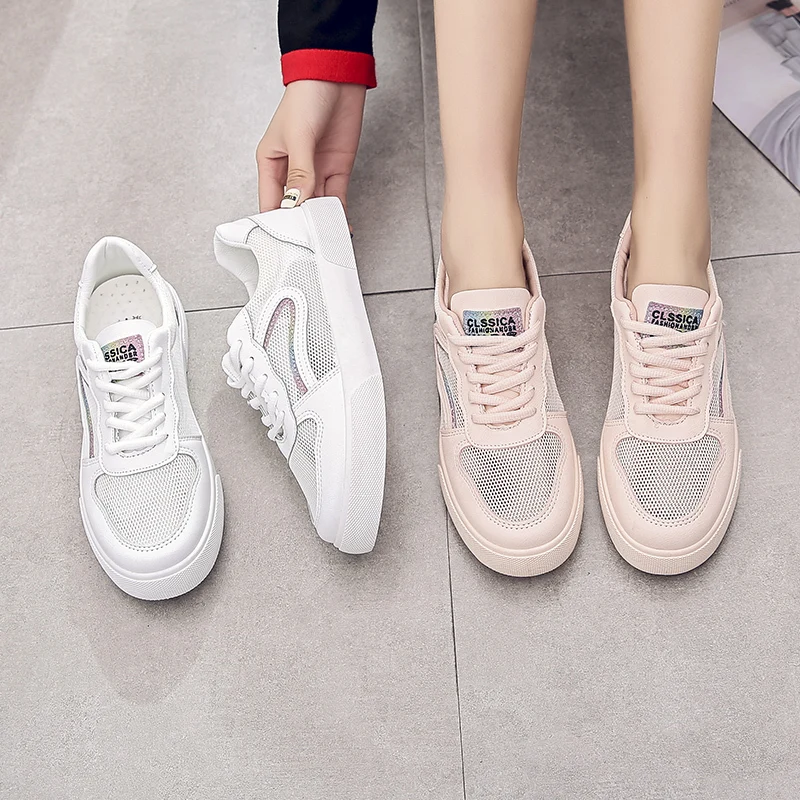 

Women's Shoes Fashion Summer White Sneakers Breathable PU Leather Women Flat Shoes Platform Spring Casual Ladies Shoes