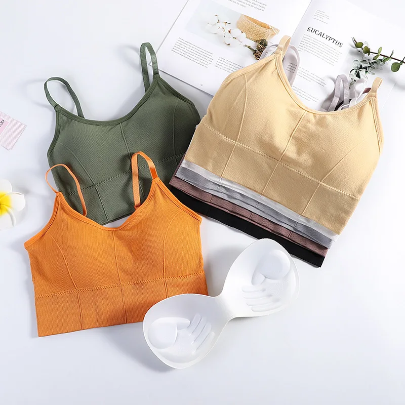 

Women's tube top summer solid color cotton ribbed wrap chest Top Women's underwear seamless soft vest suspenders women's bra