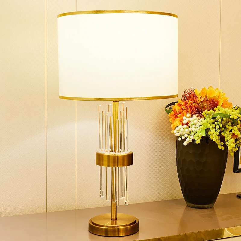 TUDA прозрачная стеклянная настольная лампа для спальни Хрустальная Золотая