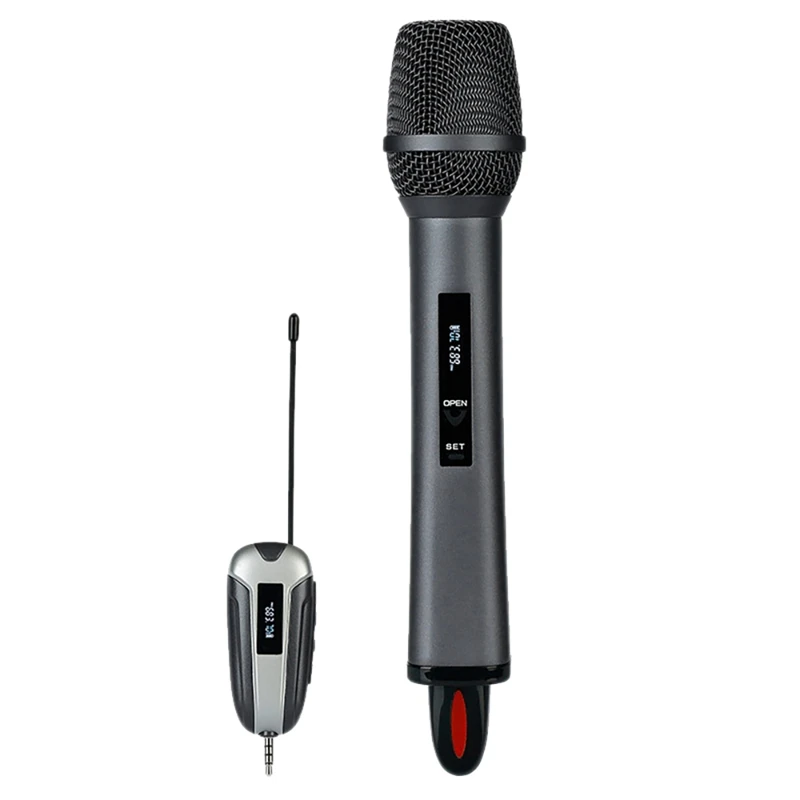 

Wireless Microphone UHF Metal Dynamic Mic System with Rechargeable for Karaoke Singing Wedding DJ Party Speech