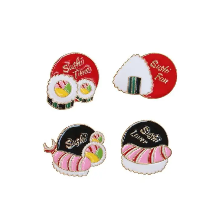 Cartoon Fun Food Enamel Brooch Salmon Sushi Seaweed Rice Ball Pin Custom Alloy Badge Cowboy Clothe Bag Accessories Woman Jewelry images - 6