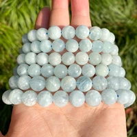 natural stone beads aaa blue aquamarine round loose spacer beads for jewelry making diy bracelets necklaces accessories 6 12mm