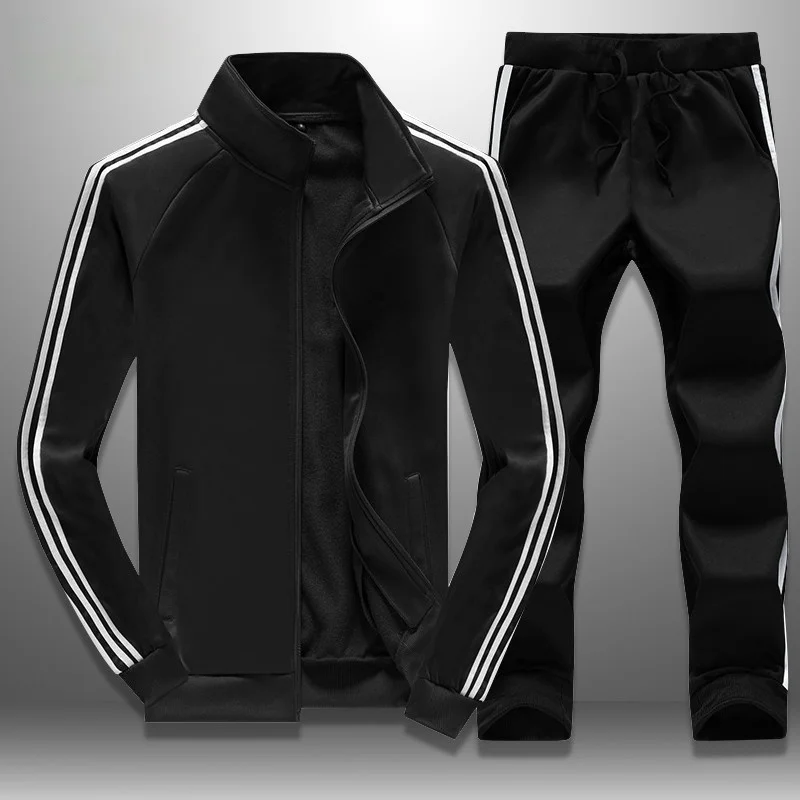 

Повседневный Спортивный костюм для мужчин, осенняя куртка на молнии и штаны, комплект из 2 предметов, спортивная одежда, мужской спортивный ...