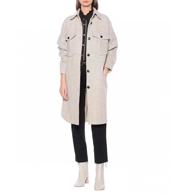 

Женская куртка, длинное шерстяное пальто для осени и зимы