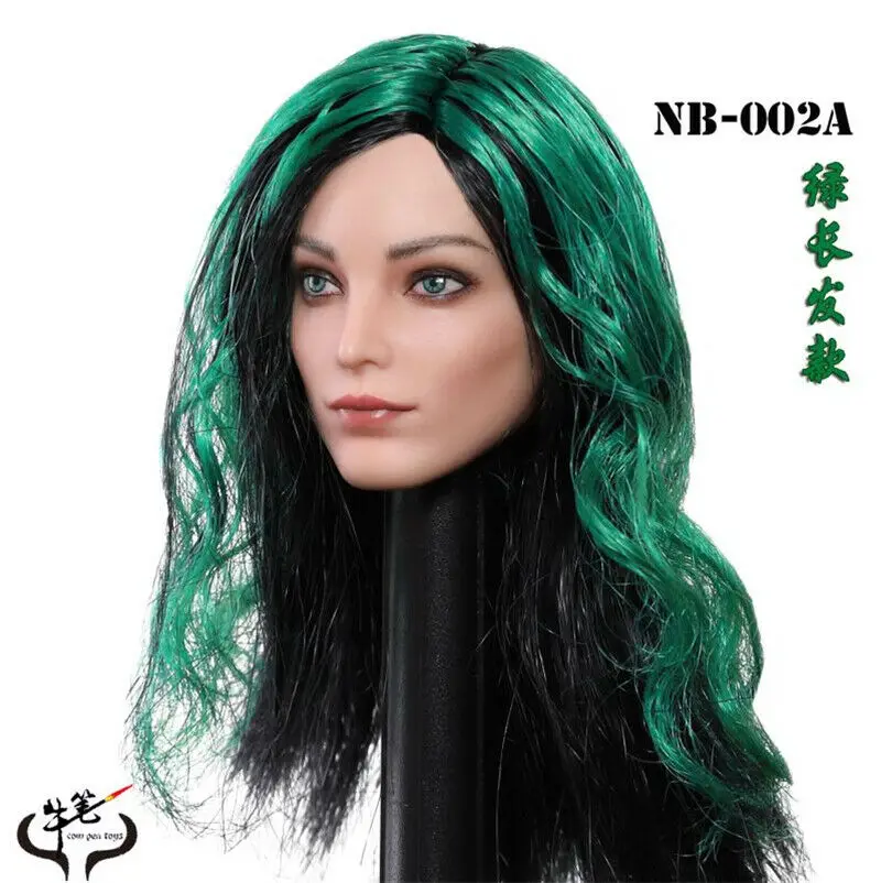 

Custom Female Soldier Head Sculpt 1/6 Polaris Emma Green long hair head Carving model Collection Toy